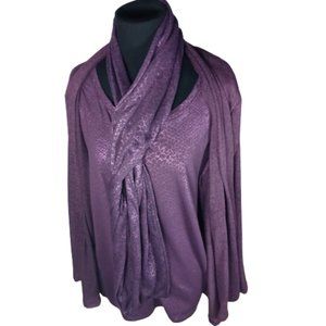 White Stag Purple Heather Snake Print Cardigan Tank Top with Scarf XL/XG (16-18)